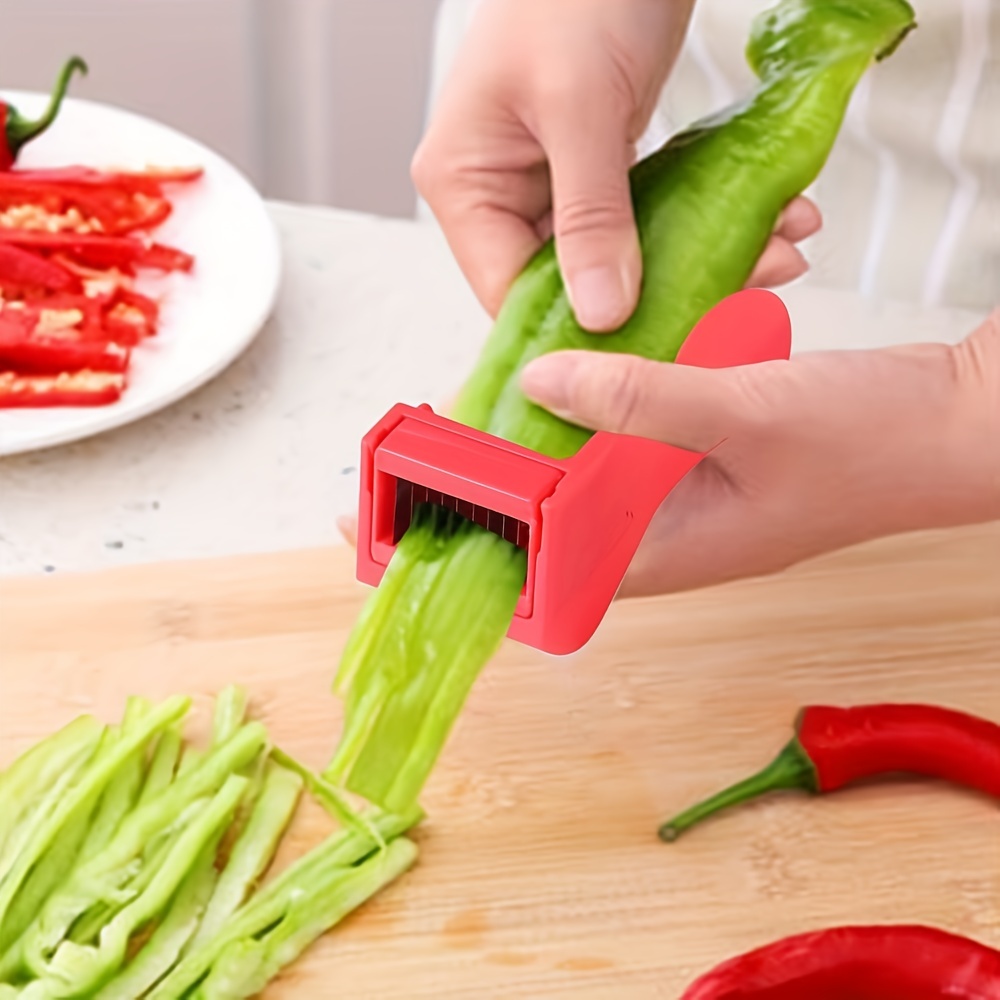  Bean Shredder Veggie Chopper Hand-cranked Push-Pull Food Grade  Wear-resistant Plastic Vegetable slicer pepper green bean slicer green  onion slicer (Red): Home & Kitchen