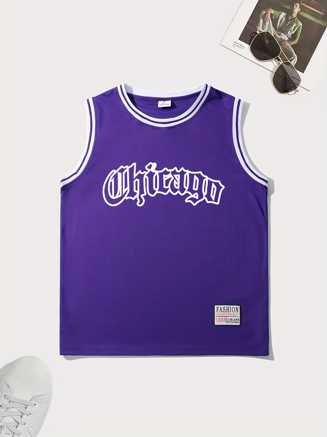 Camiseta Sin Mangas Con Capucha Y Estampado Chicago - Temu Mexico