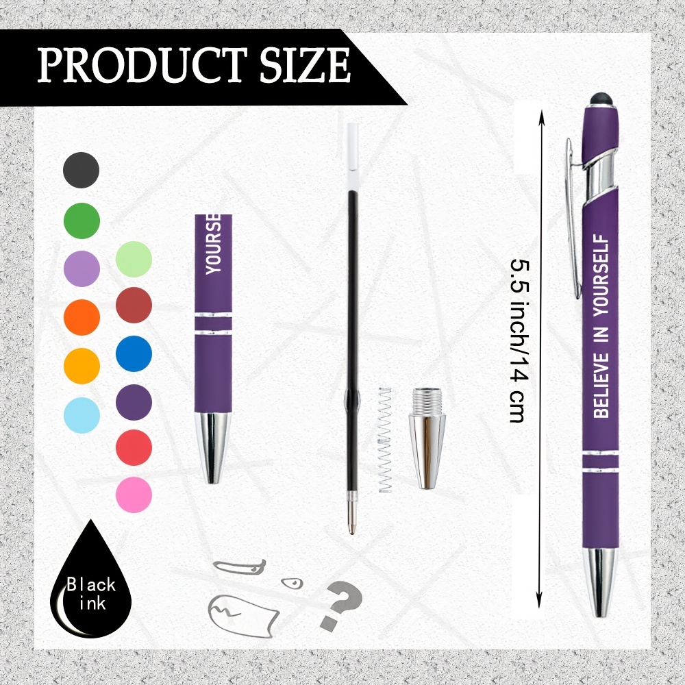 Black Ballpoint Pens With Stylus Tip Motivation - Temu