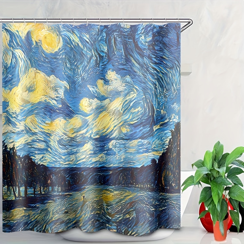Van Gogh Abstract Pattern Shower Curtain Waterproof - Temu