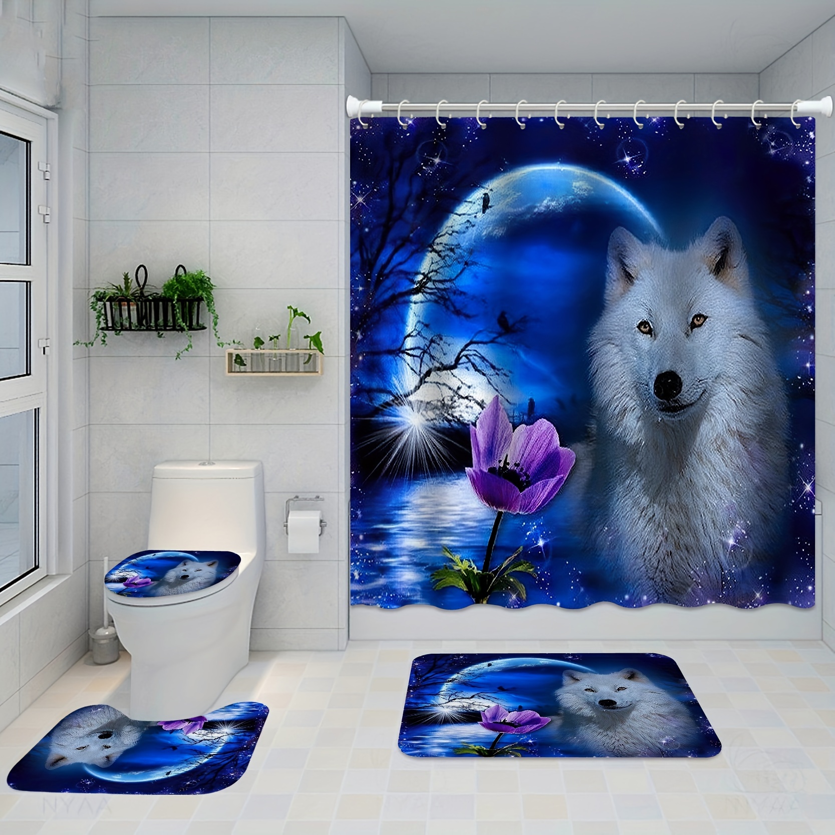 Bathroom Sets Rugs Shower Curtain - Temu