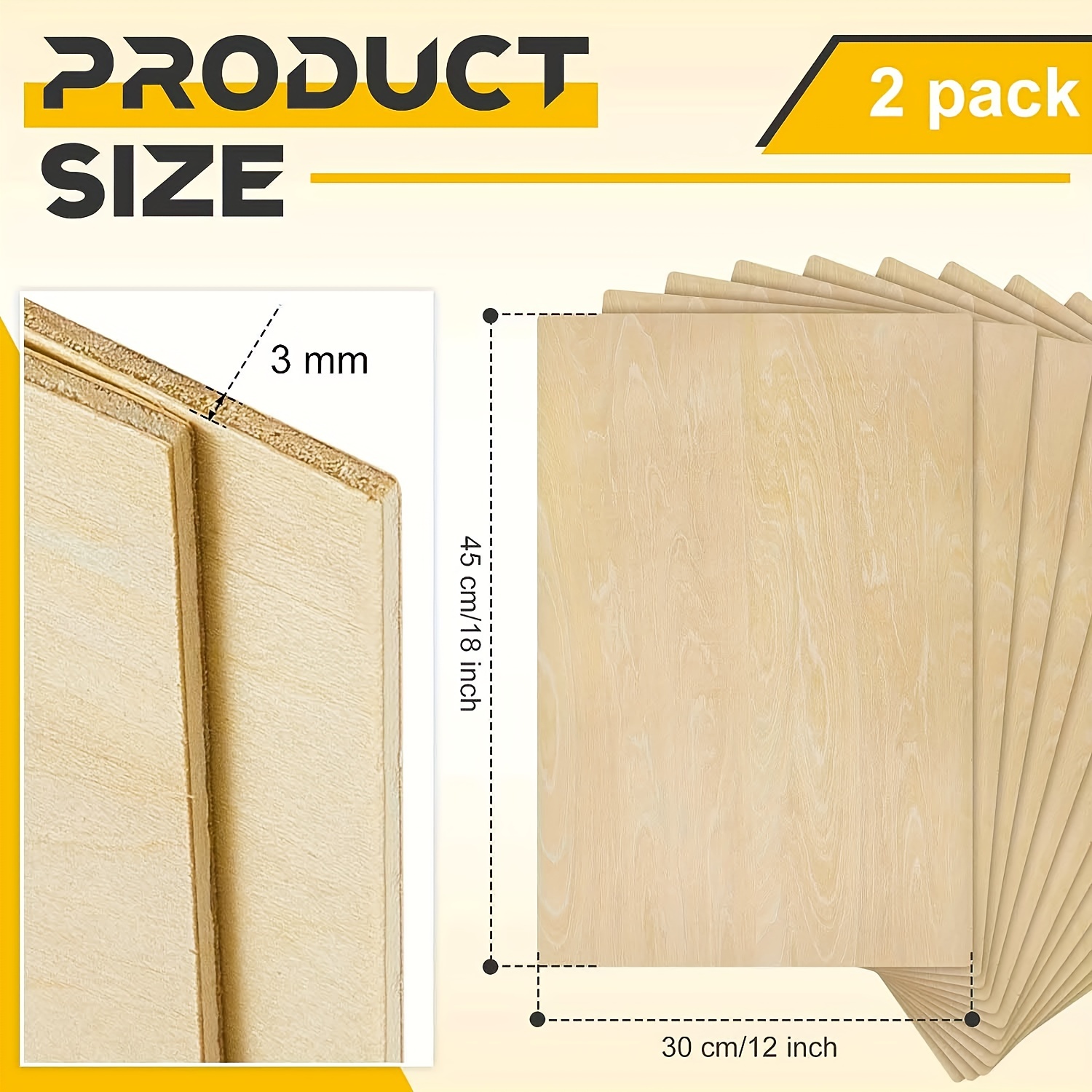 Craft Plywood, 1/8 x 12 x 12 In.