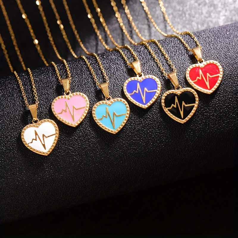 Creative Alloy Love Heart Pendant Necklace 18k Gold Plated - Temu