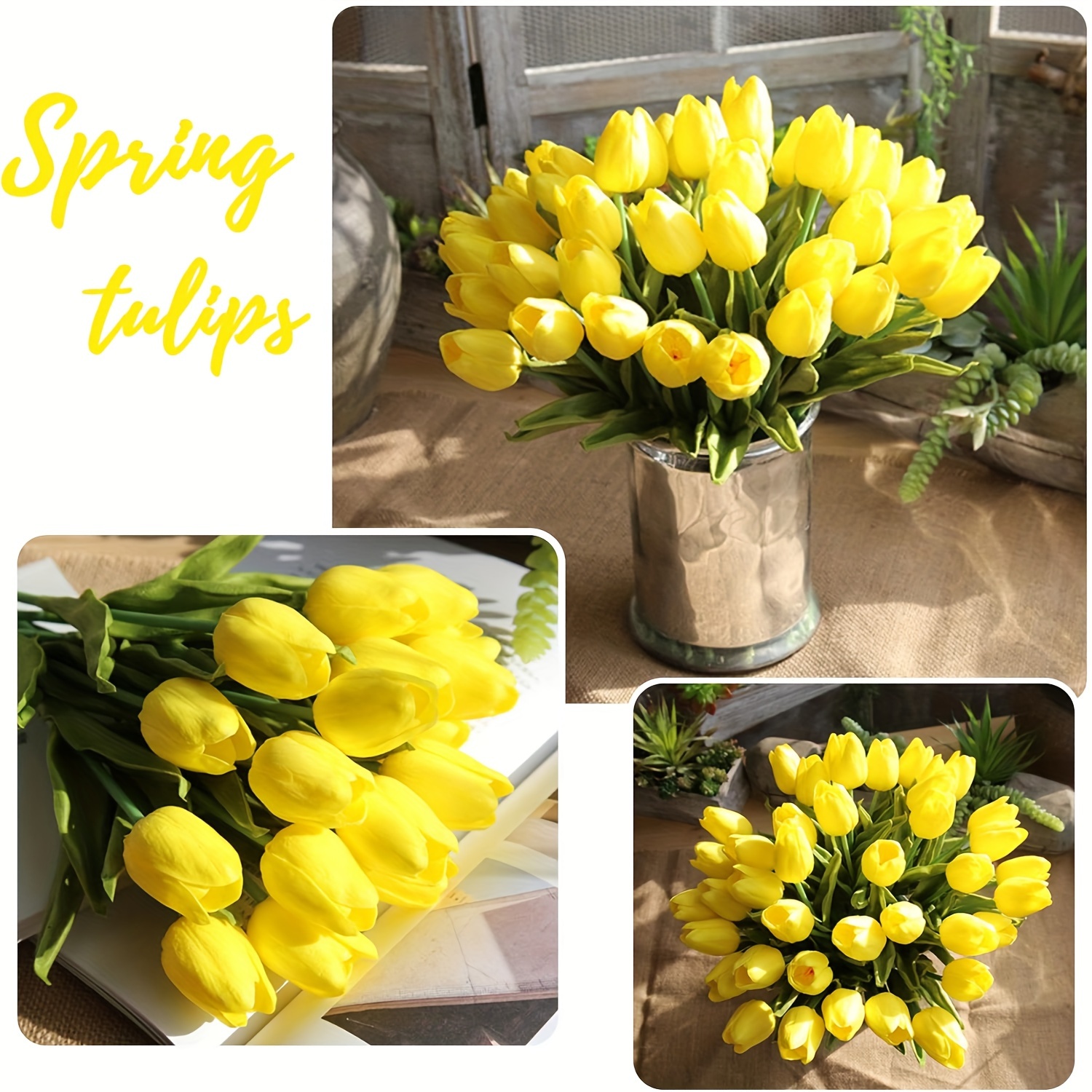 10 Pezzi Tulipani Artificiali Europei, Mini Fiori Tulipano