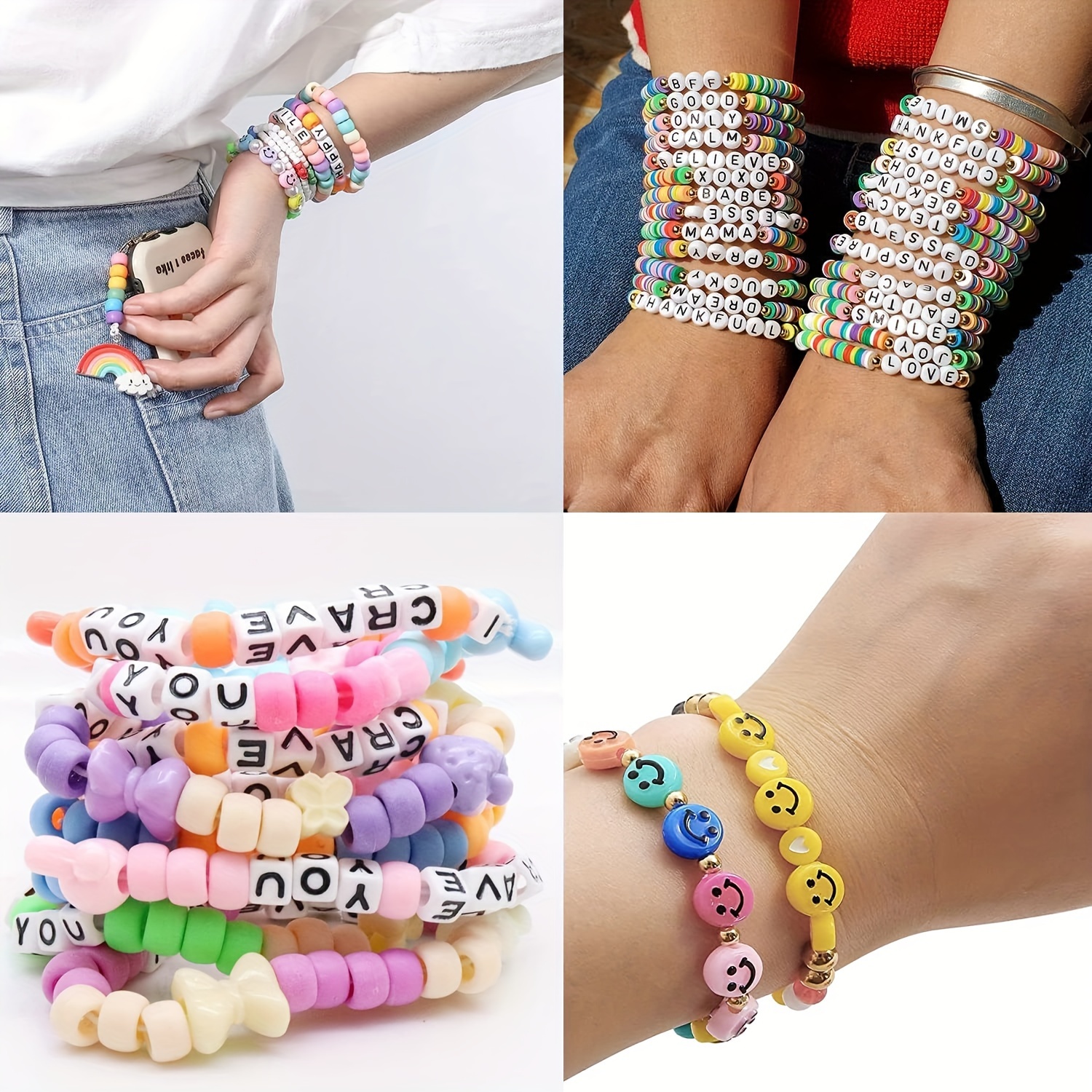 Pony Beads Letter Beads Kit 24 Colors Pony Beads Bracelet - Temu