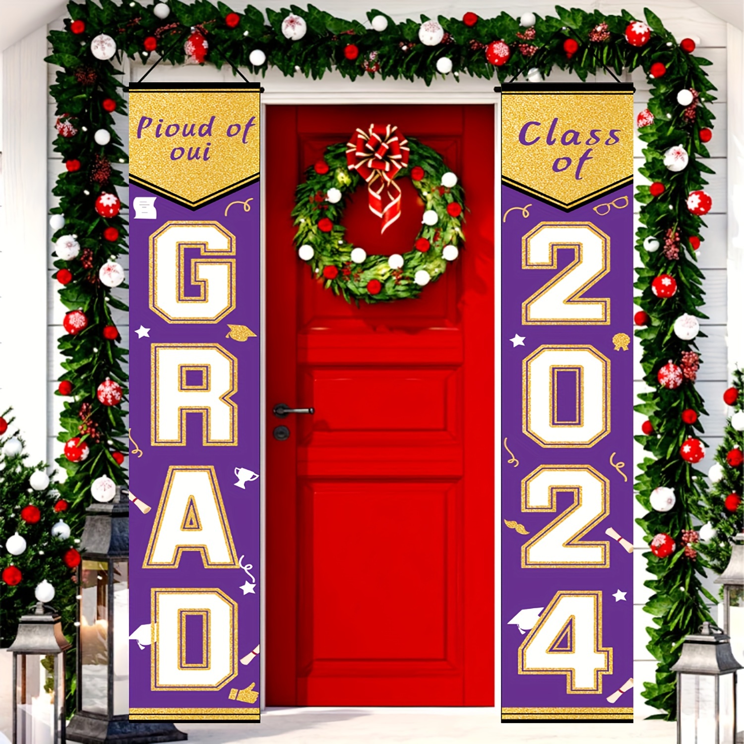 2024 Graduation Door Banner Blue and Red Graduation Decorations Class of  2024 Hanging Banner You Did It Graduation Photo Backdrop for High School