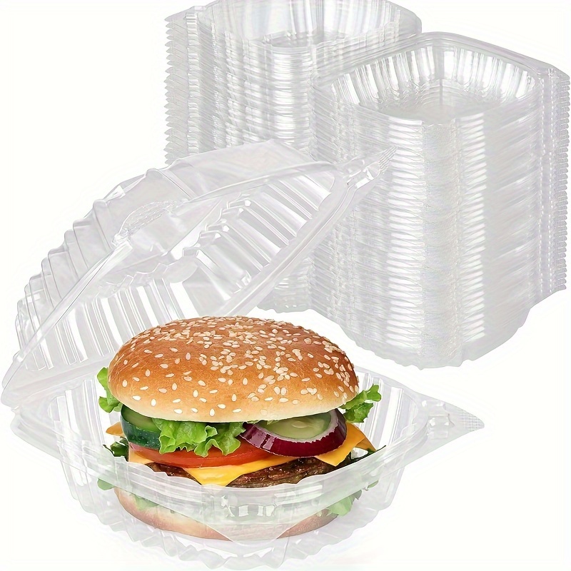 BPA Free Disposable PP Plastic 6inch Square White Hinged Hamburger