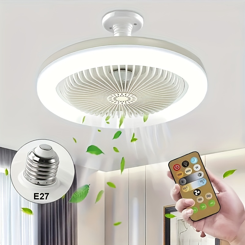 Ventilador de techo silencioso LED con iluminación, luz de techo de  dormitorio de 50 W, con