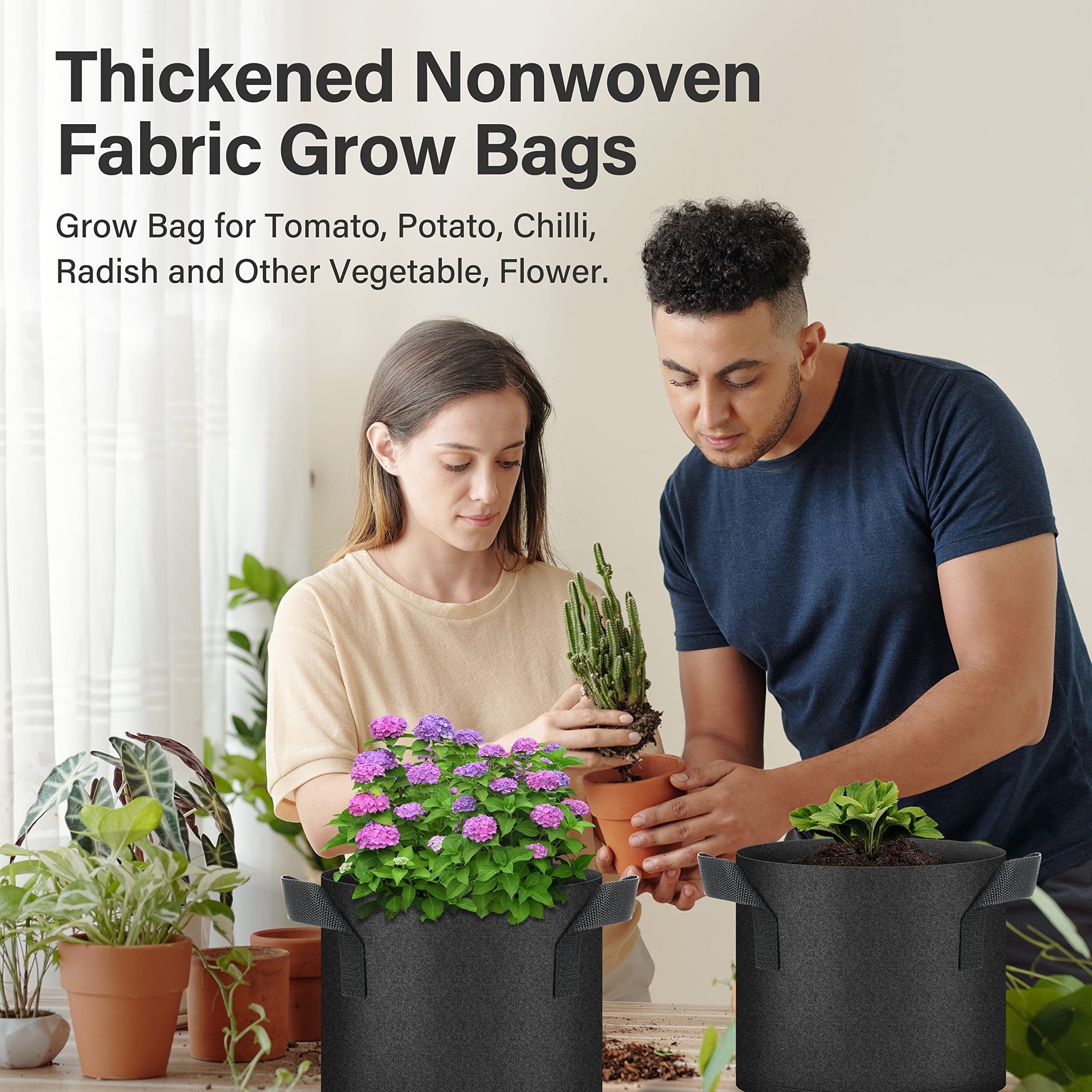 Gardzen 10-Pack 10 Gallon Grow Bags, Aeration Fabric Pots with Handles