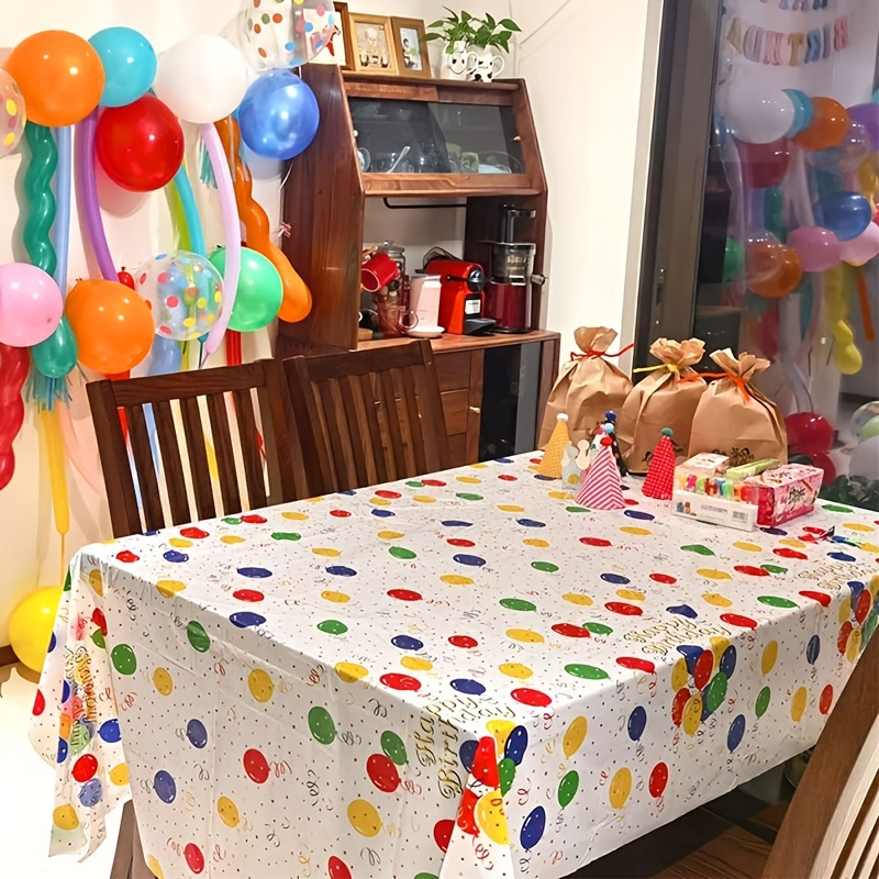 Tovaglia per feste di compleanno 1pc, tovaglia in plastica usa e getta,  108''x54 '', tovaglia per feste di compleanno per bambini