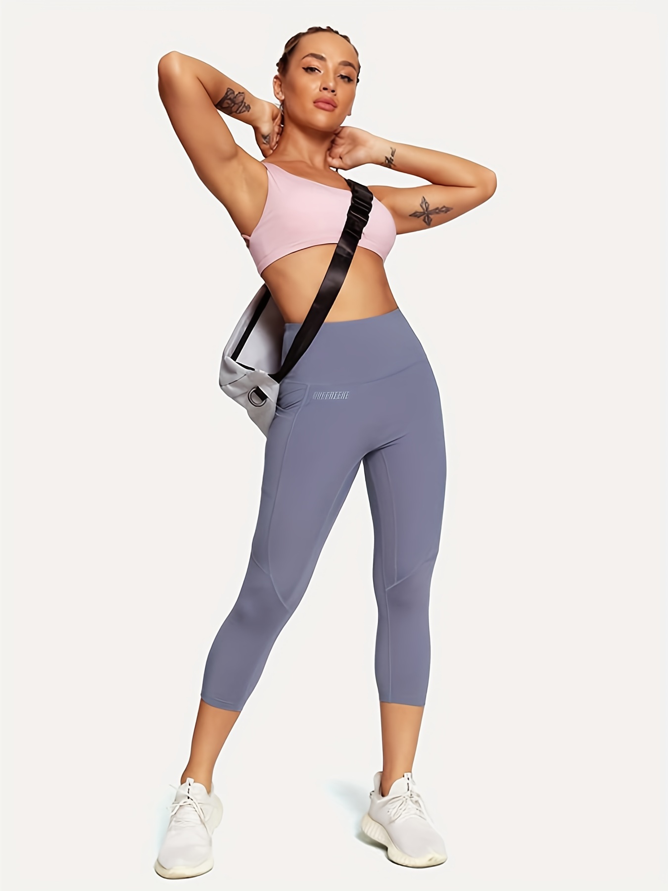 Solid Side Pockets Yoga Leggings High Waist Running Workout - Temu