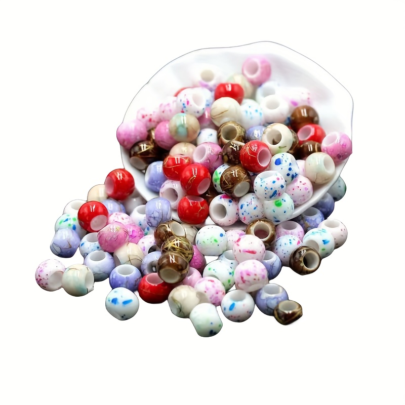 Retro Printed Large Hole Decorative Loose Beads For Jewelry - Temu