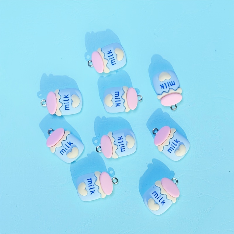 9pcs Delicious Milk Bottle Pendants Resin Milk Charms for DIY Necklaces, Earrings, Pendants, Keychains and Other Accessories,Temu