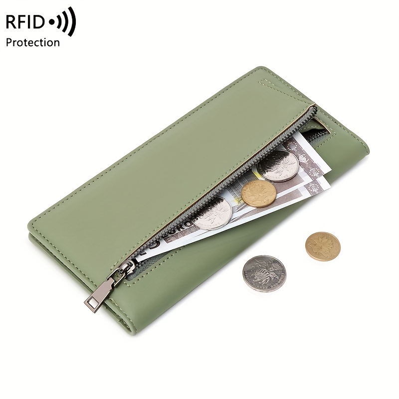 RFID 盗難防止 PU ポータブル二つ折り超薄型長財布マルチカードバッグ
