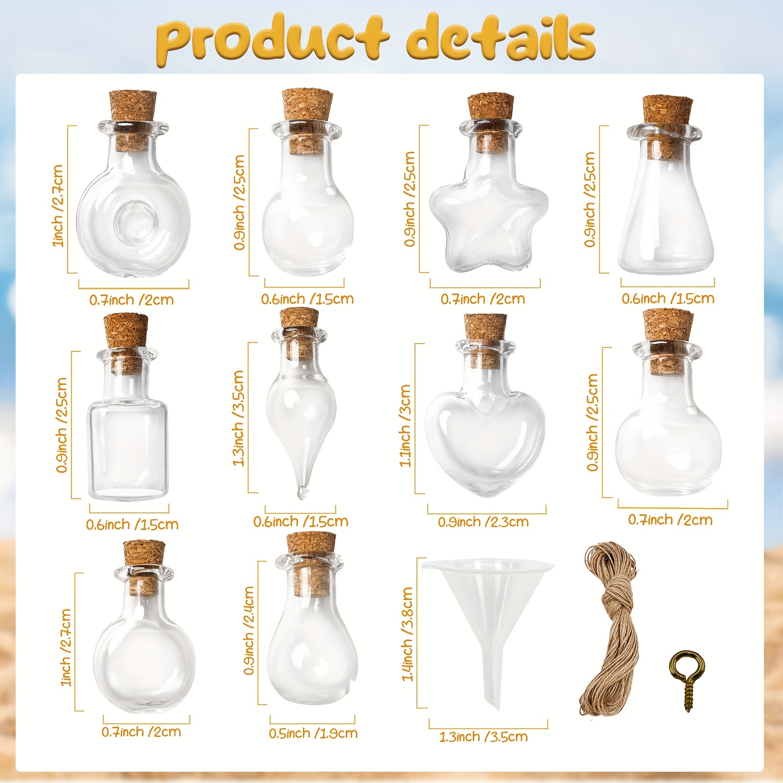 10pcs, Small Glass Bottles, Miniature Potion Bottle, Mini Cork Glass Bottles  