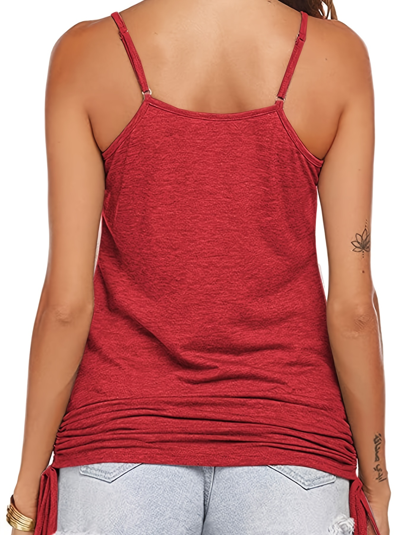 Camisetas Tirantes Cuello Redondo Plisadas Color Liso Mujer - Temu Mexico