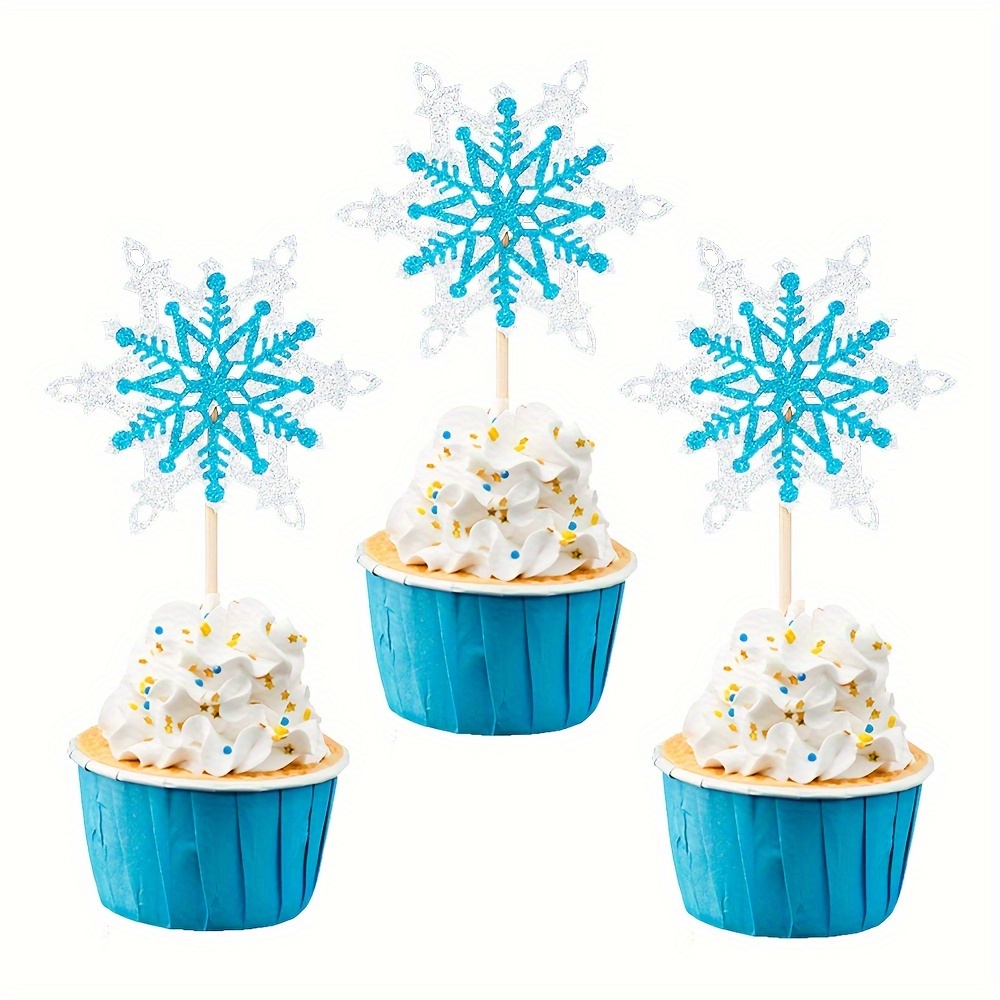 Winter Wonderland Snowflake Cake Decorations - 36pcs UK