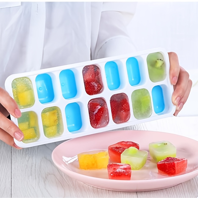 Ice Cube Tray with Clear Lid 8 Grids Food Grade Super Soft TPE Ice