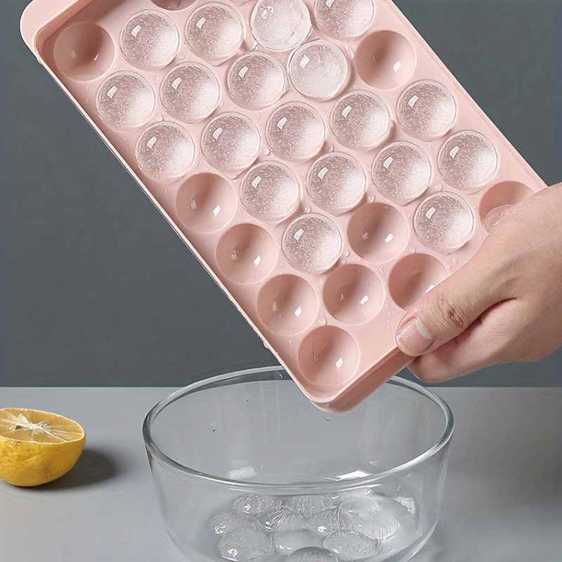 1/2pcs Round Ice Cube Tray, Sphere Ice Round Ice Cube Tray With Lid,  Refrigerator Ice Ball Maker Mold For Freezer, Chilling Cocktail Whiskey Tea  Coff