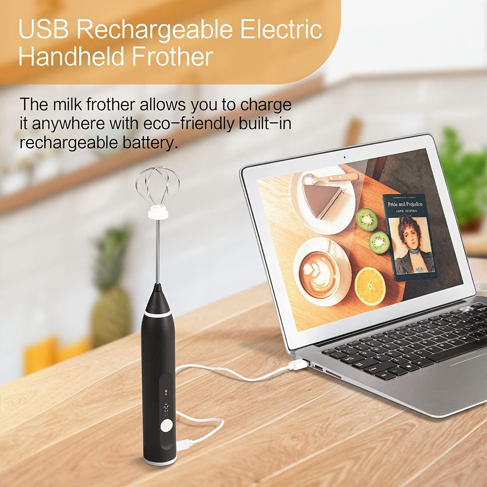 Milk Frother, USB Rechargeable, 3-Speed Adjustable, Handheld