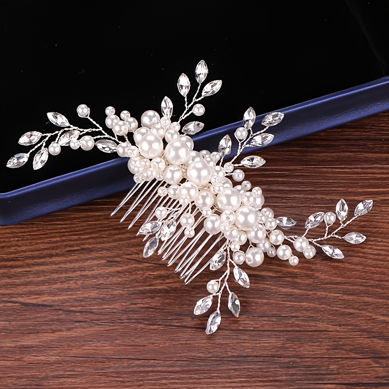 Rhinestones Floral Vine Leaves Bridal Hair Comb