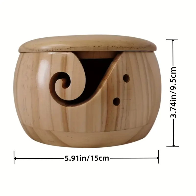 Wooden Yarn Bowl Diy Yarn Storage Container With Lid Round - Temu