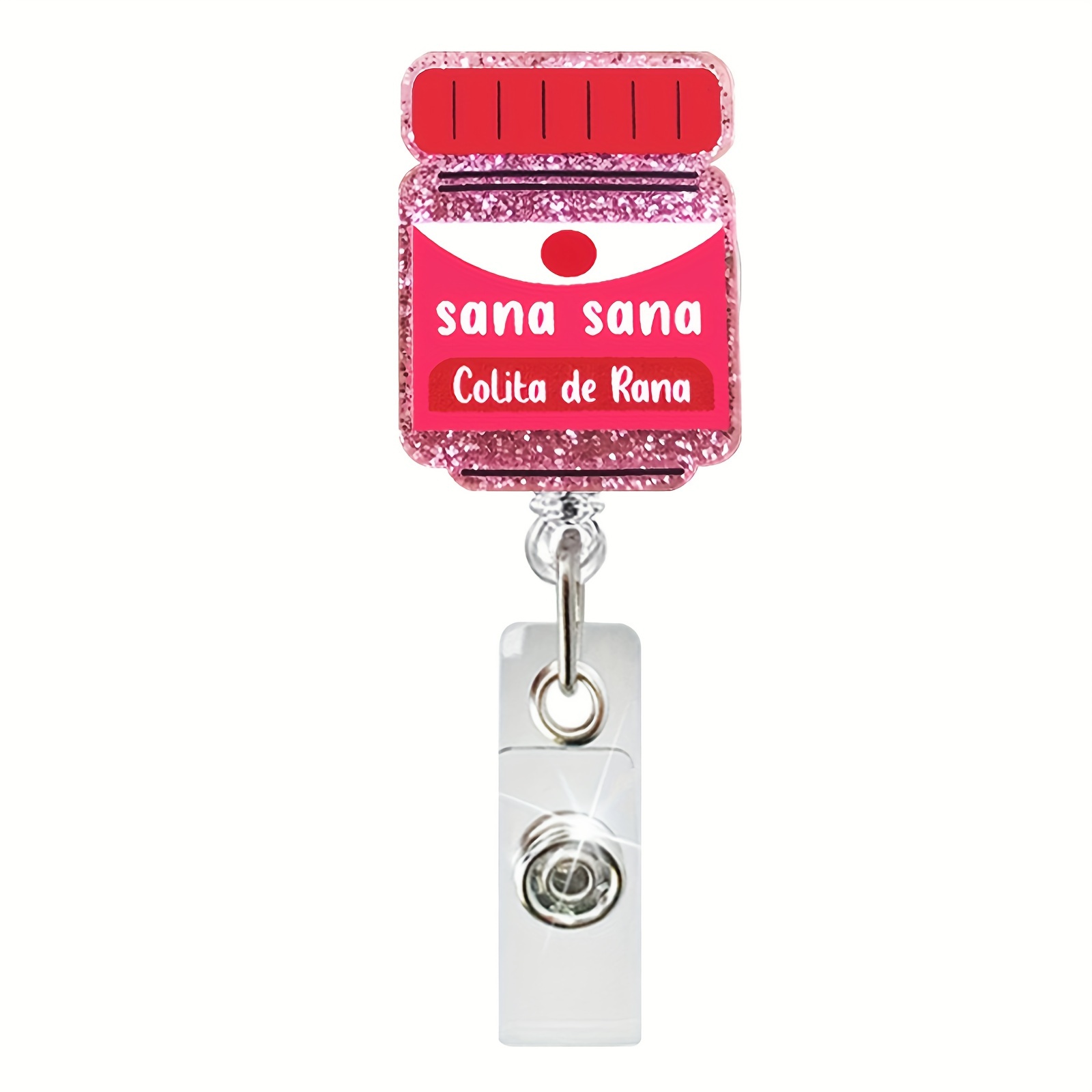 New Glitter Acrylic Medicine Bottle Nurse Badge Reel Retractable