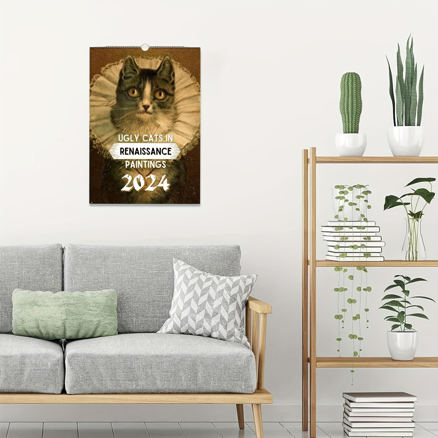 Cat Wall Calendar 2024,ugly Cats In Renaissance Painting Calender