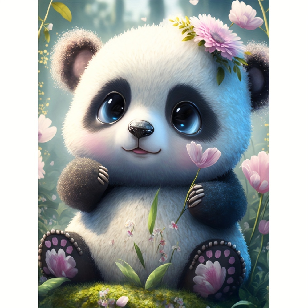 DIY] 5D diamond Pintura Niños De Dibujos Animados De Cristal Redondo  Diamante Bordado panda Tamaño Pequeña