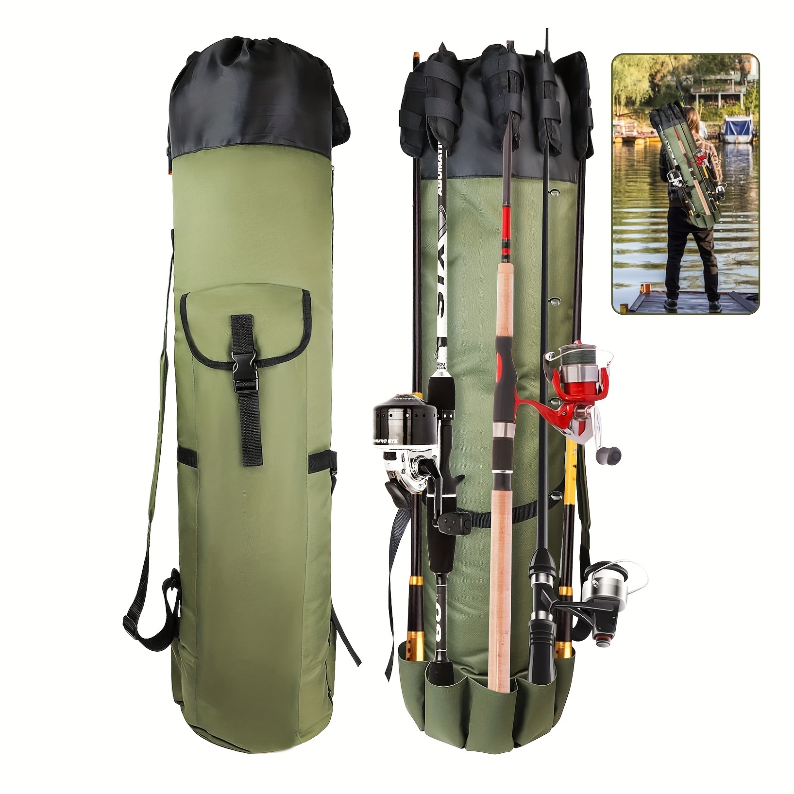 Foldable Canvas Fishing Gear Bag Large Capacity Storing - Temu