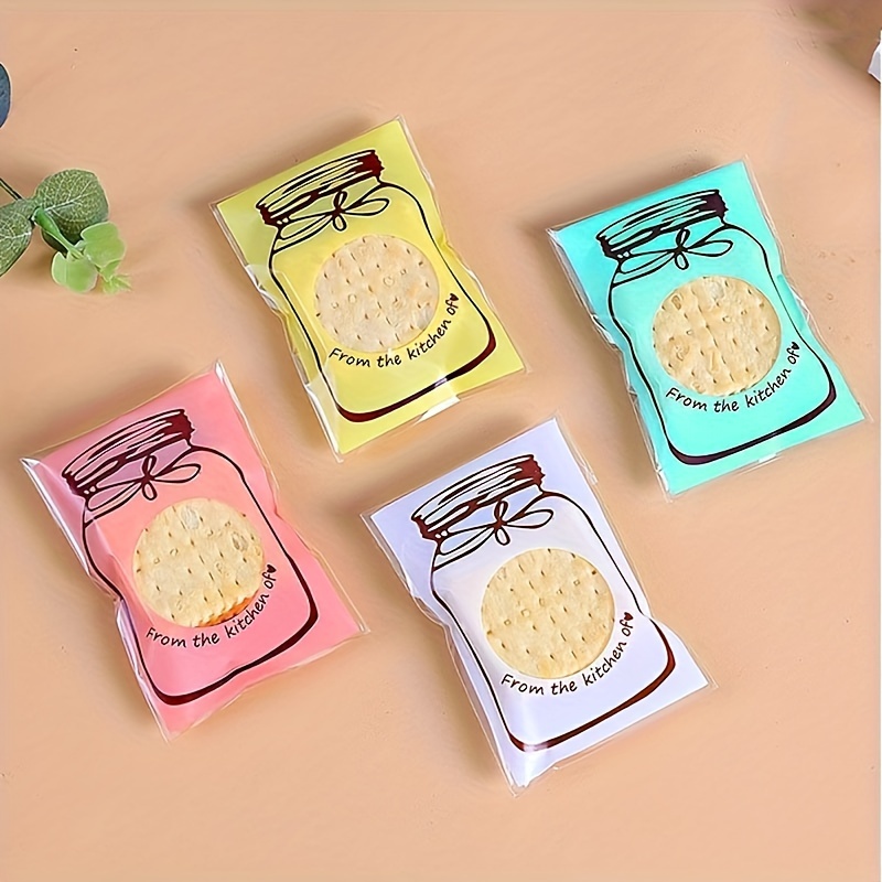 100pcs Bottle Shaped Cookie Self-sealing Bags, Plastic Packaging & Jewelry  & Handmade Soap Packaging Bags