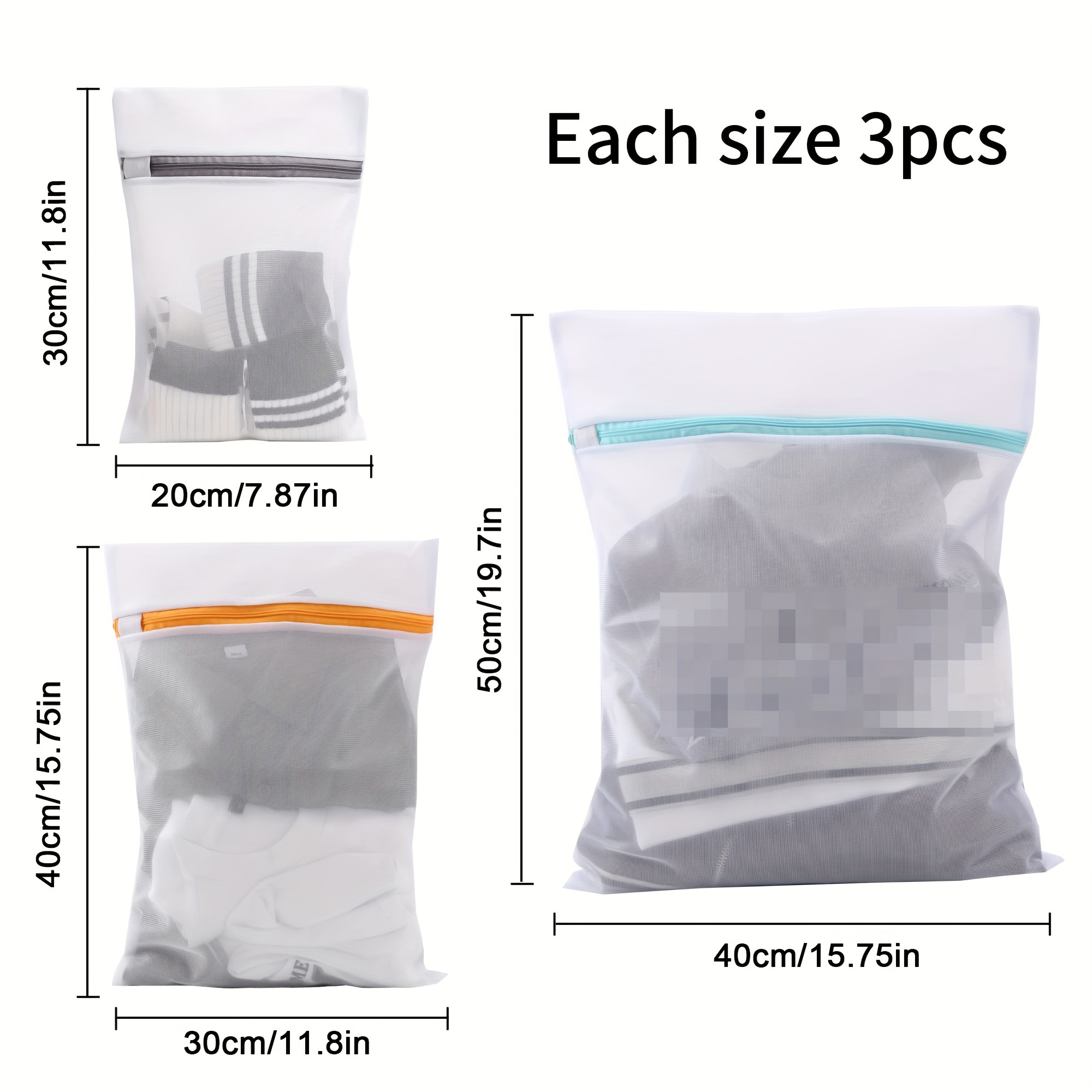 30cm or 40cm or 50cm Mesh Laundry Bags for Delicates with Zipper