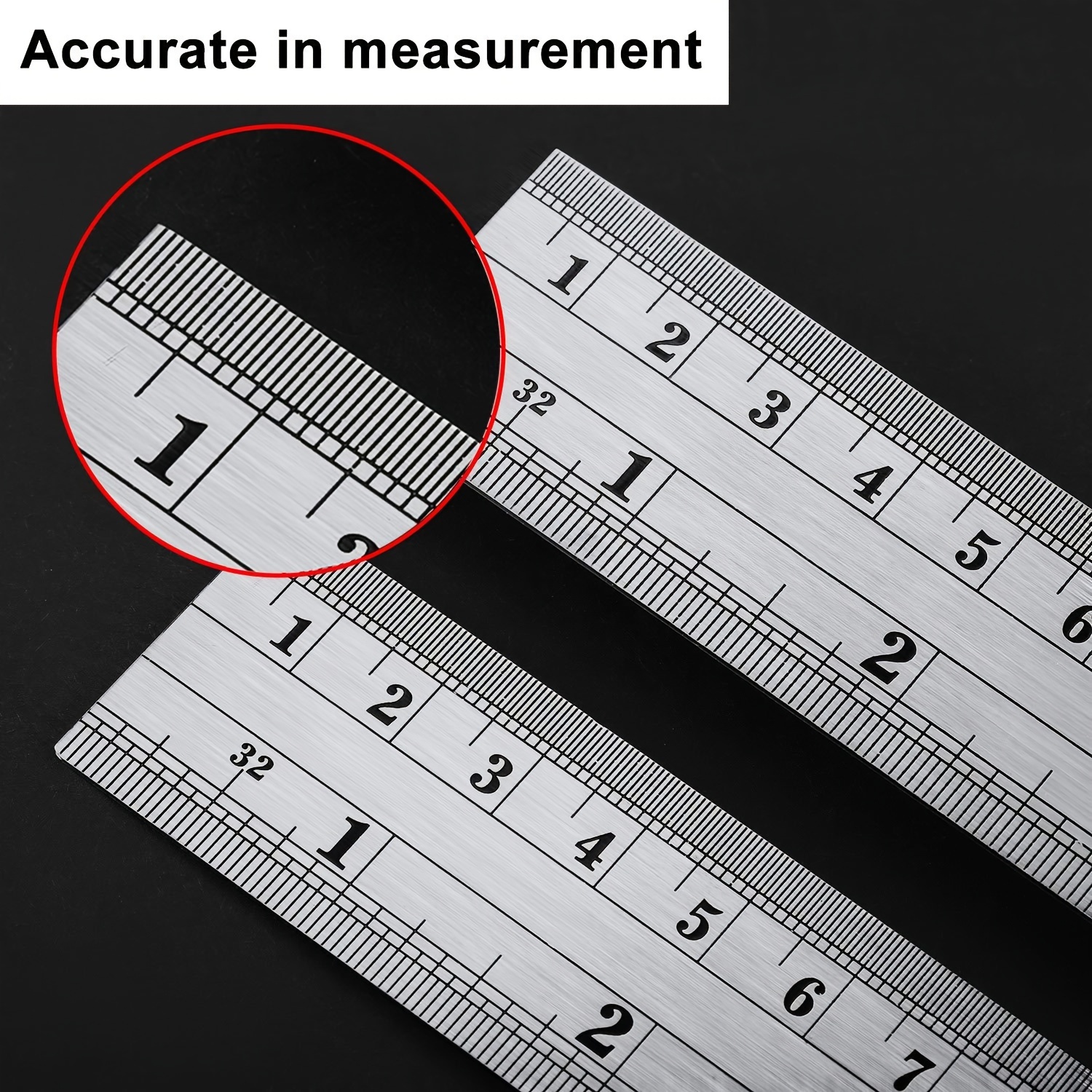 Wowlife 18inch + 12inch + 6inch Stainless Steel Ruler Metal Ruler Kit with  Conversion Table