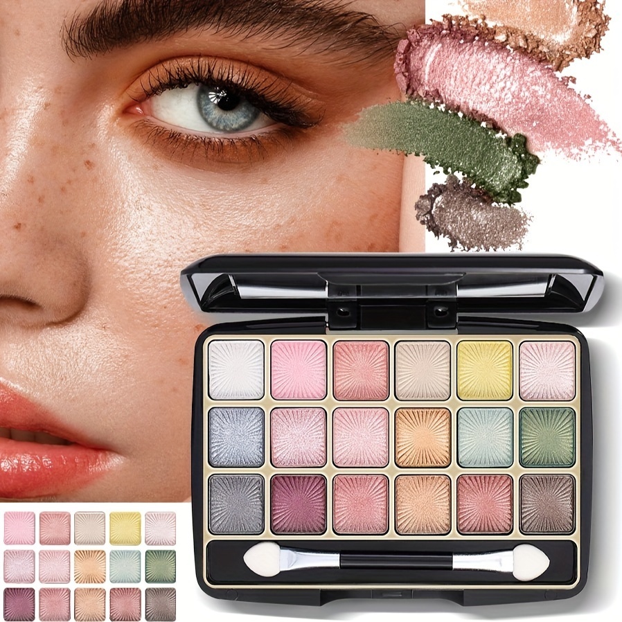 

18 Shades Matte Eyeshadow Palette, Pearly Glitter Finish Earth Color Tone, Long Lasting Natural Blendable Colorful Eyeshadow Cosmetics, Gifts For Women Contain Plant Squalene