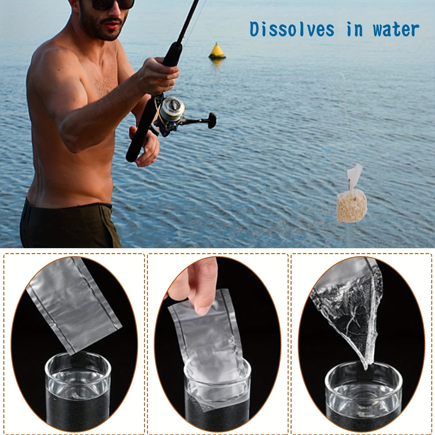 Fishing PVA Carp Fishing Bags Water Dissolving Bag PVA Carp Fishing Lure  Bait Bags 50Pcs Water