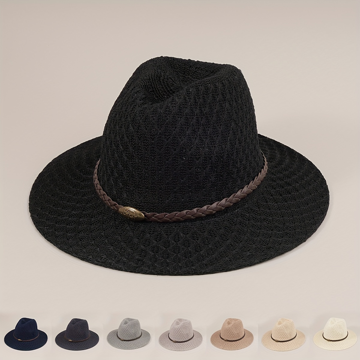 Chapeaux de jazz noirs pour hommes et femmes, chapeau haut de forme en lin  de style
