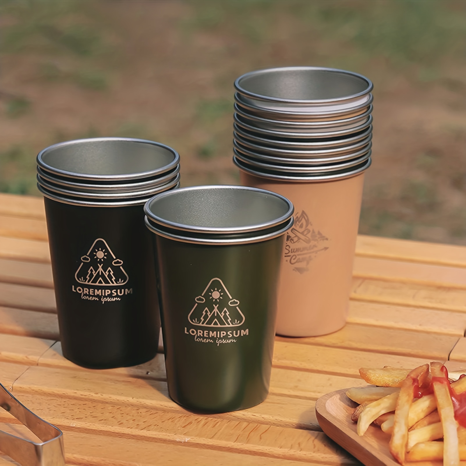 Premium Stainless Steel Cups 350ml Stainless Steel Water Cup (4 Pack)  Premium Metal Cups - Stackable Durable Cup