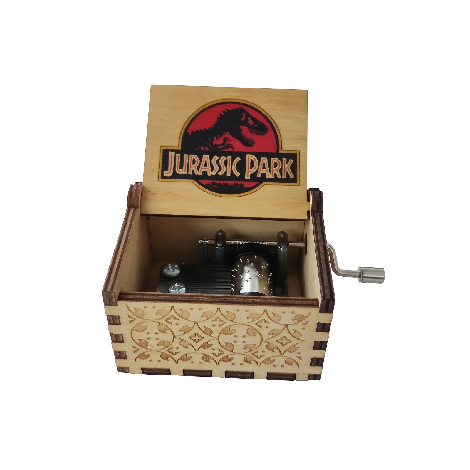 "Jurassic Park" Wooden MusicBox HandCranked Black Classic Handmade Gifts Kid Toy