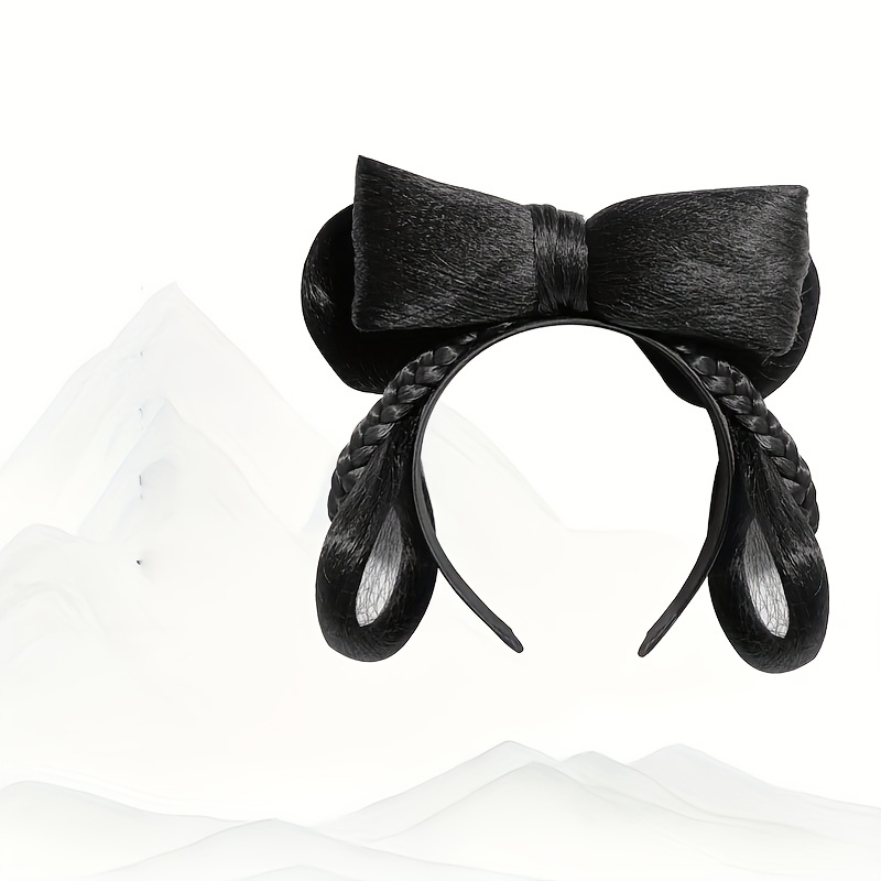 Black Synthetic Hair Bow Headband