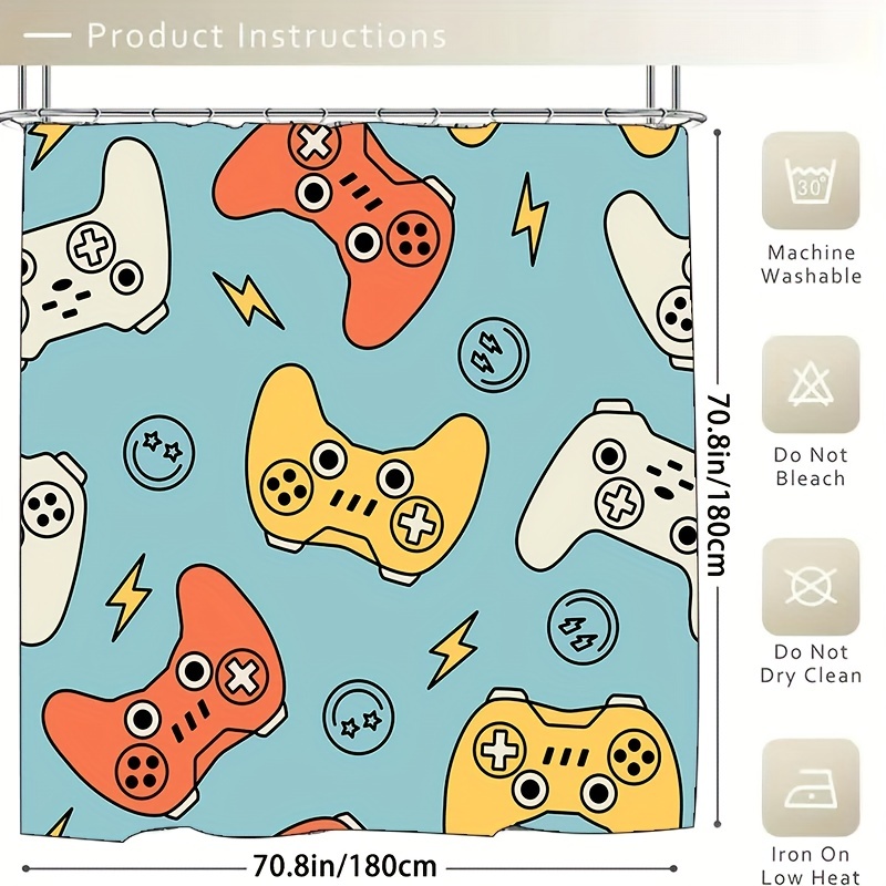 Cartoon Game Controller Pattern Bathroom Sets Rugs Shower Curtain