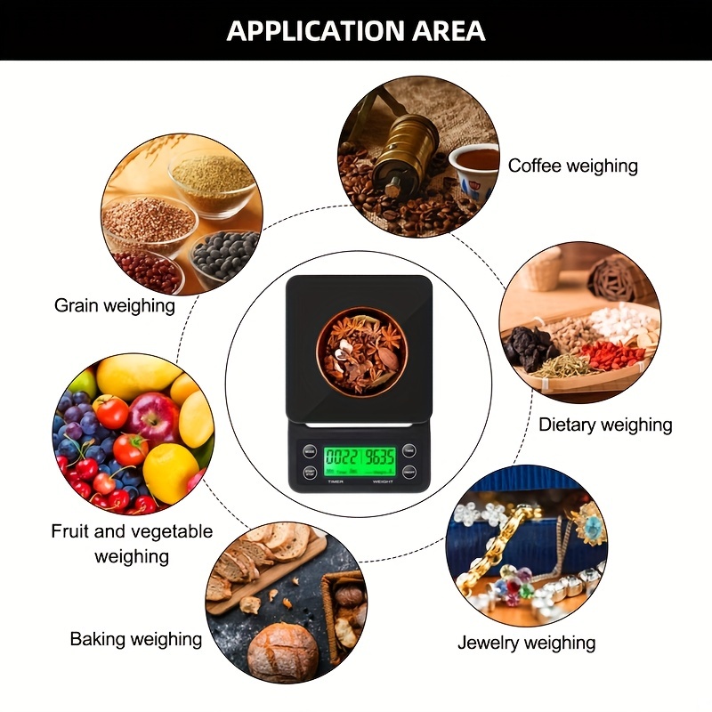 3/5kg-0.1g High Precision Coffee Scale with Timer Multi-functional Kitchen  Scales Food Scale LCD Electronic Digital Scales