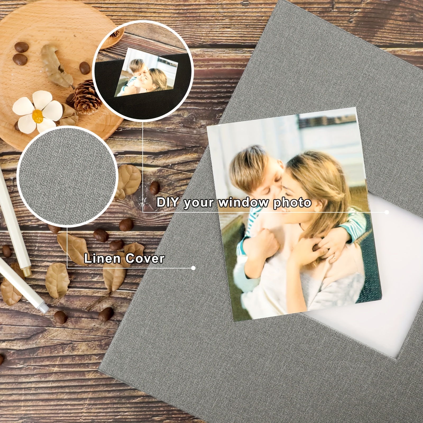 Photo Album Self Adhesive Pages,60 Pages Magnetic Scrapbook Albums with  Sticky