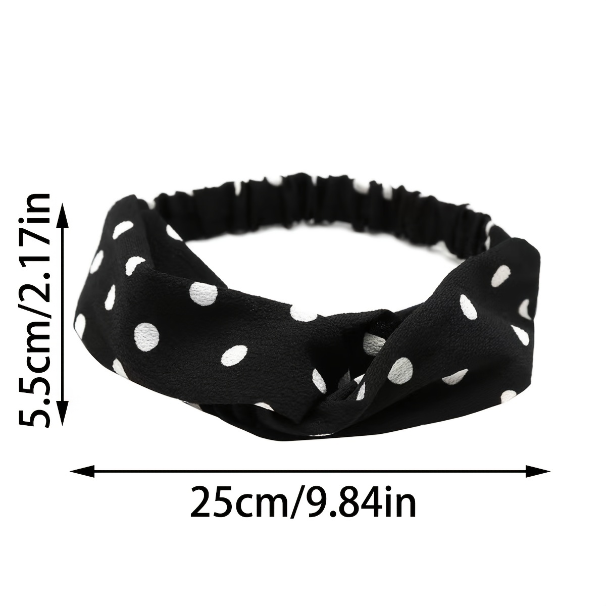 Polka Dotted Twisted Fabric Headband Boho Hair Scarf 1pc