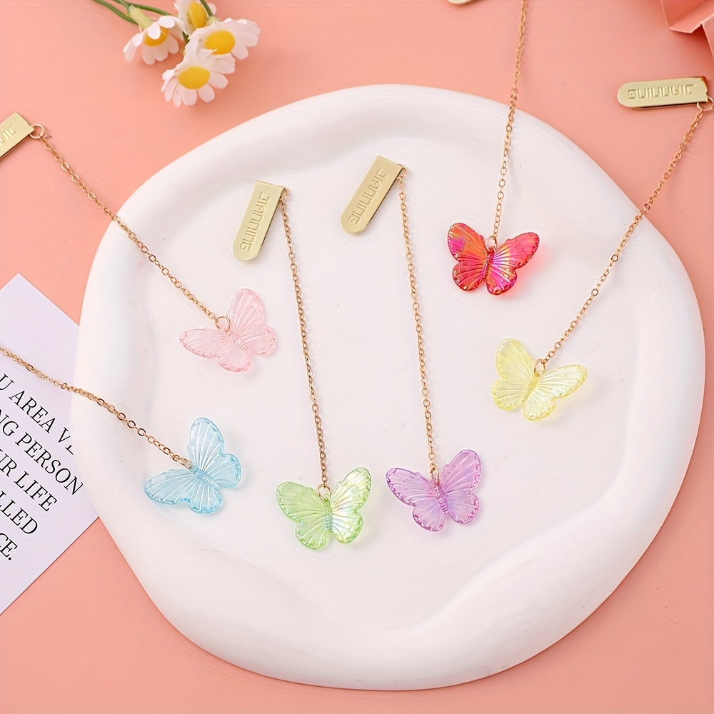 Unique Acrylic Butterfly Bookmark With Metal Chain Perfect - Temu