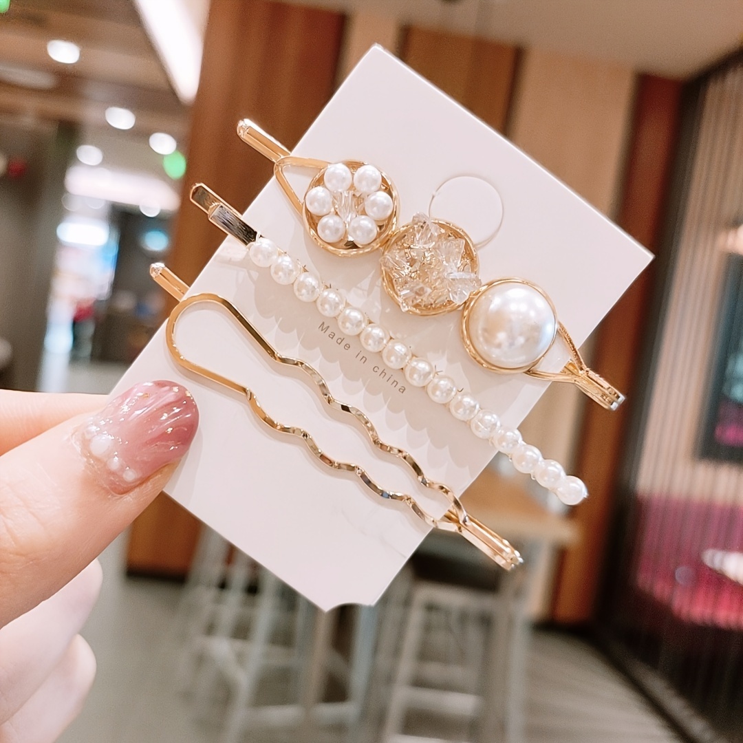 Stylish Hair Clip Faux Pearl Rhinestones Decor Bobby Pin Temu