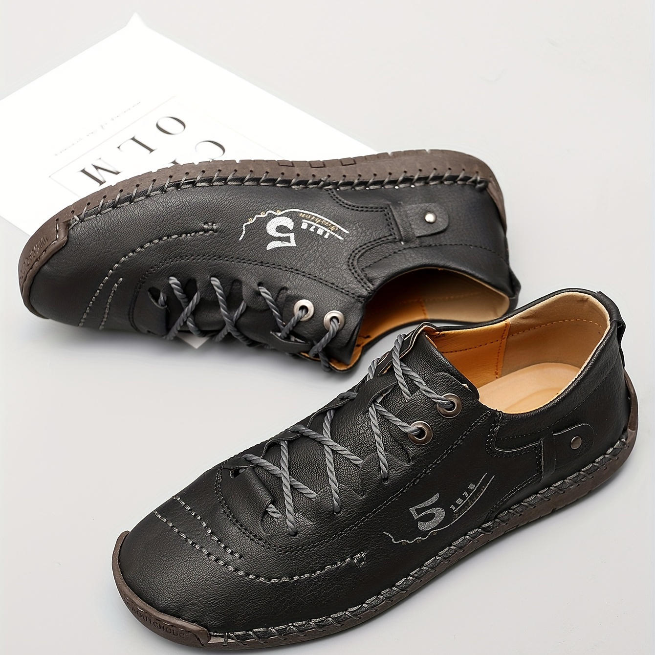  Temeshu Zapatos de vestir para hombre, informales, Oxford,  zapatos formales de negocios, DS09, Negro, 7 : Ropa, Zapatos y Joyería