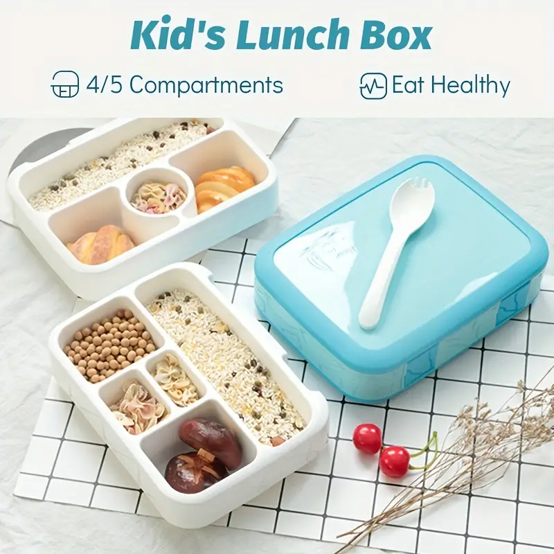 Spill-proof Bento Box For Teens - Portable Lunch Box With 4/5 Compartments  - Perfect For On-the-go Meals And Kitchen Supplies - Temu