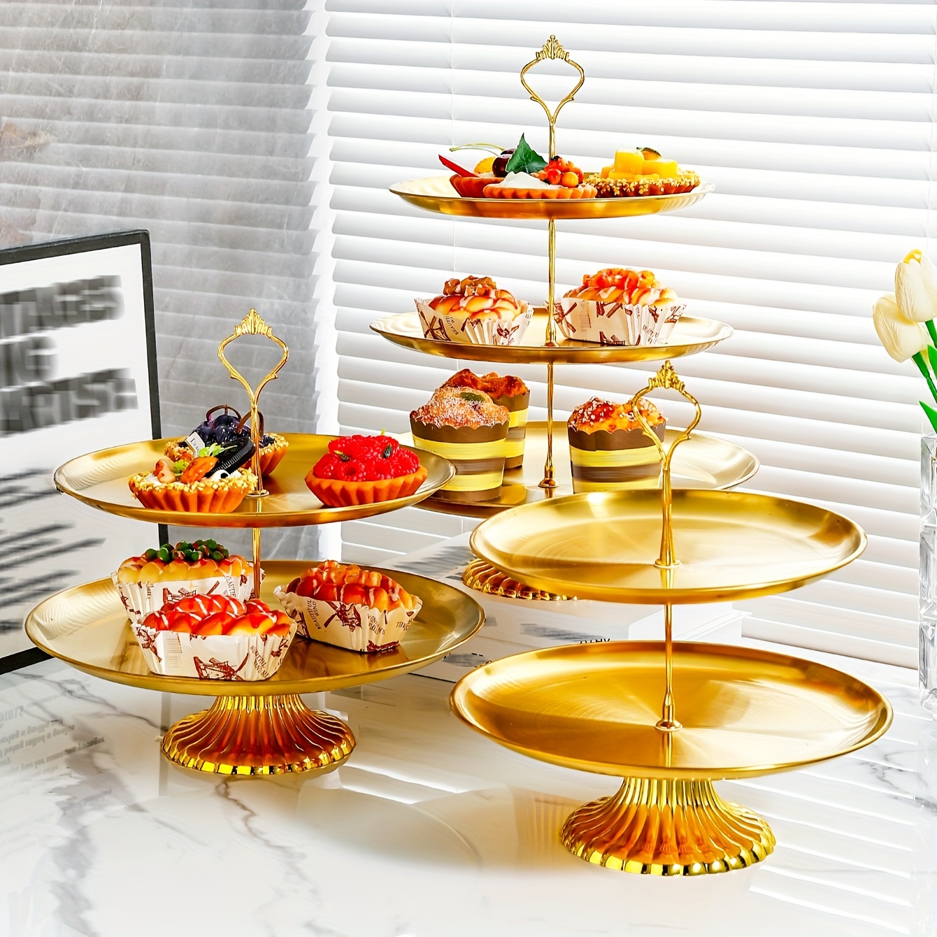 Three-tier Cake Pan Afternoon Tea Dessert Display PlateHousehold