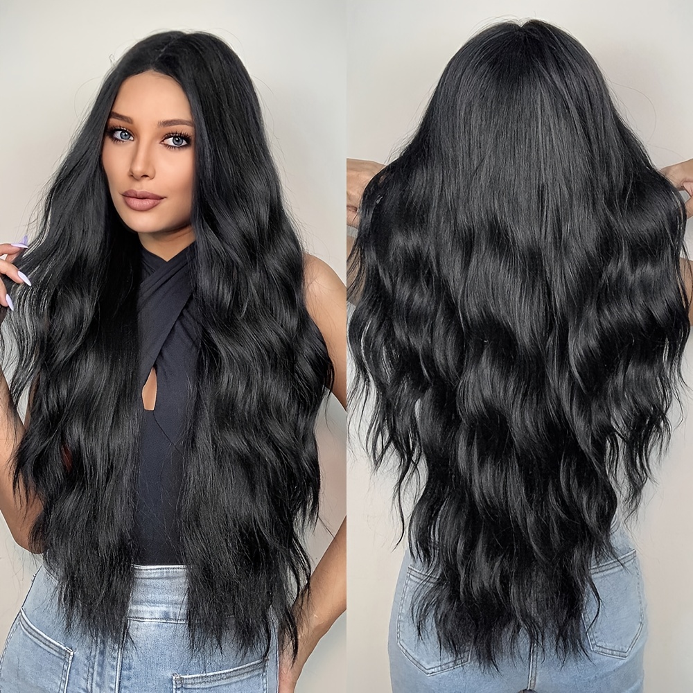 Aisaide Long Wavy Body Wave U Part Wigs for Black Women Synthetic U Part Wig  Body WaveHalf Wig Black Wavy U Part Curly Wig Loose Deep Wave Wigs None  Lace Front Wig