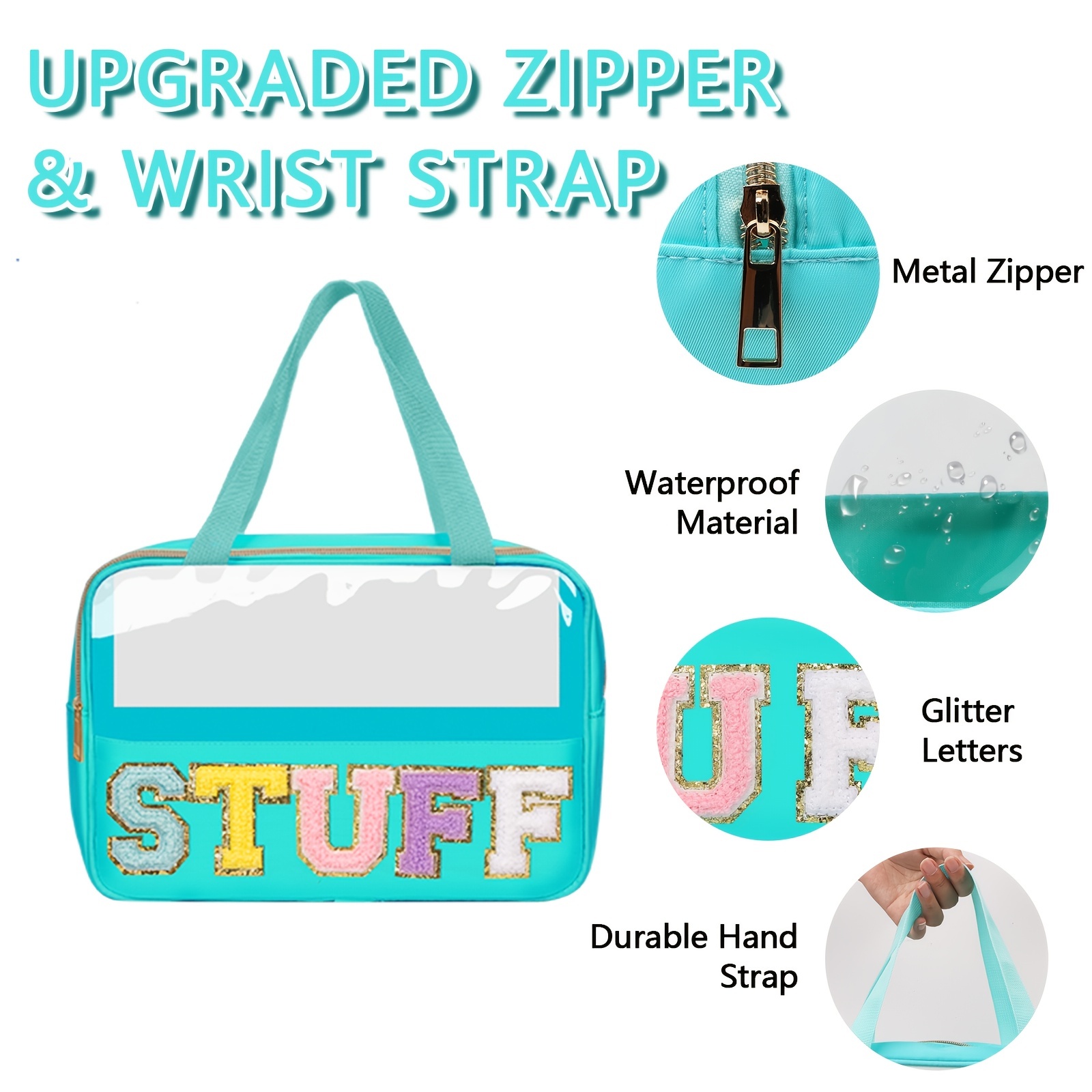 Preppy Makeup Bag With Strap Nylon Waterproof Travel - Temu